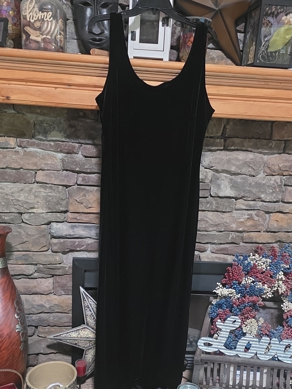 Black Velvet Maxi With Back Slit Sz 18